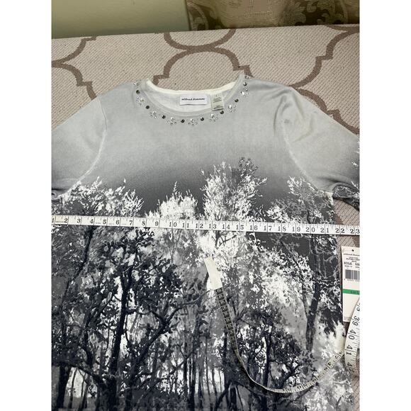 Alfred Dunner Alpine Lodge 3/4 sleeve gray/ white sweater, size large, MSRP $66 - Picture 6 of 9